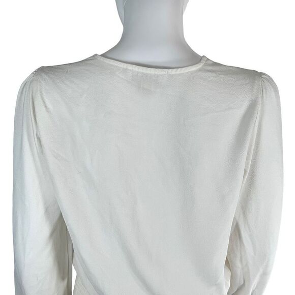 Michael Michael Kors Women Size XS 2 White Button Down V Neck Ruffle Blouse Top - Picture 8 of 11